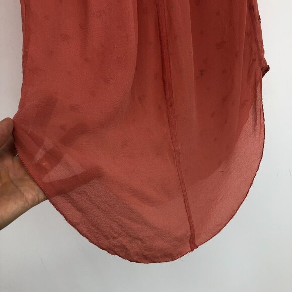 Aritzia Wilfred Le Fou Peach Short Sleeve Embroidered 1/2 Button Midi Dress XS - Picture 7 of 13